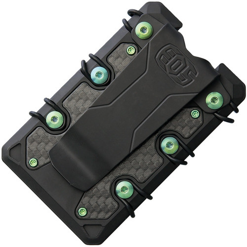 EOS 3.0 Titanium Wallet EOS053, Black Cerakote Construction, Green Anodized Hardware