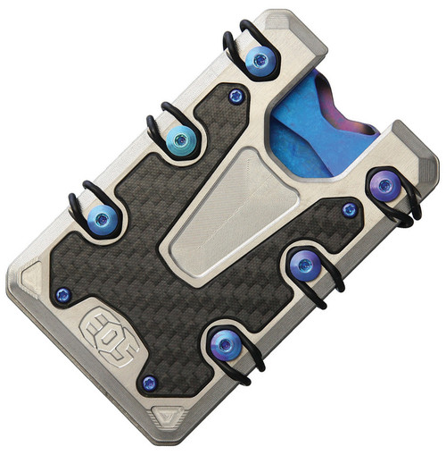 EOS 3.0 Titanium Wallet EOS050, Satin Construction, Blue Anodized Hardware