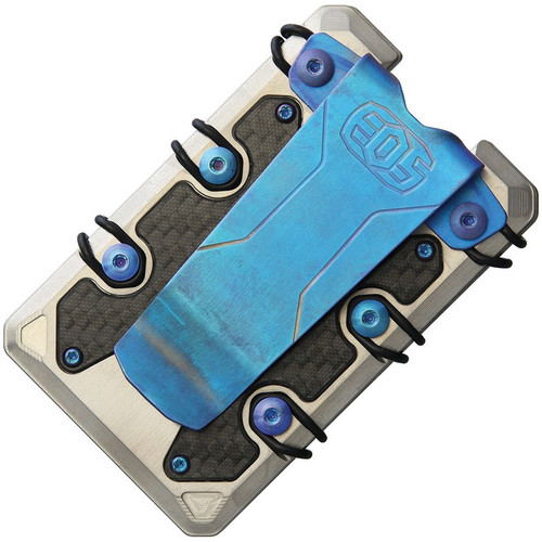 EOS 3.0 Titanium Wallet EOS050, Satin Construction, Blue Anodized Hardware