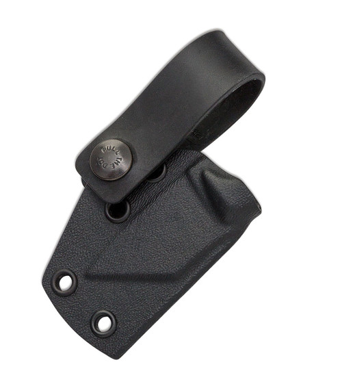 Bastinelli Creations BB Drago Cutter V2 Fixed Blade, 2.00" N690 Black PVD Coated Blade, Black G-10 Handles, Kydex Sheath