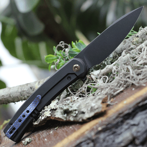 WE Knife Co. Upshot 2102B, 3.47" CPM-20CV Black Stonewashed Blade, Black Titanium Handle - Limited Edition