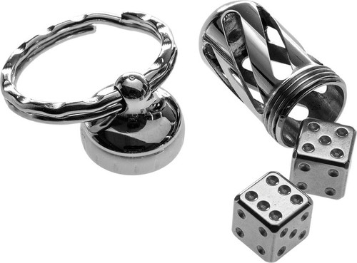 LionSteel Acorn Dice Stainless Steel Keychain - Set of 2