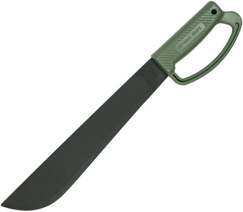 Ontario Knife Co. Camp Plus Machete 8510ODTC, 12.5" 1075 High Carbon Black Machete, OD Green Molded Plastic "D-Guard" Handle