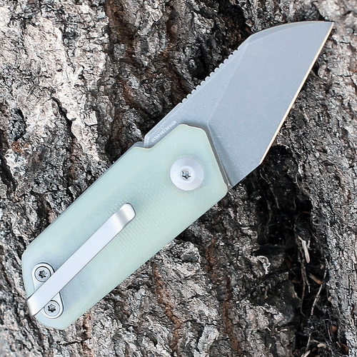 CIVIVI Ki-V Folding Knife (C2108A)-1.55" Stonewash 9Cr18MoV Blade, Jade G-10 Handle