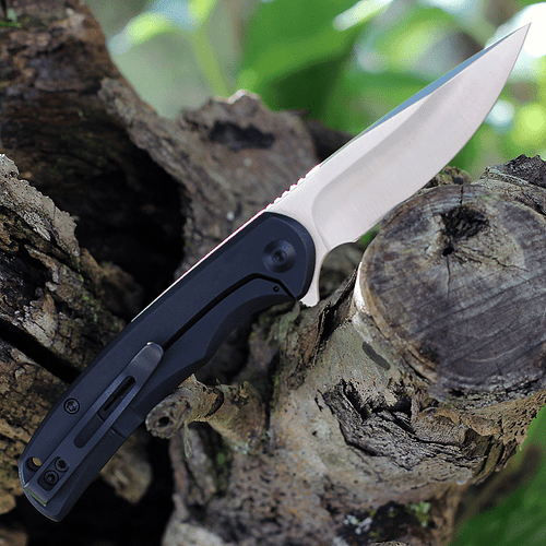 CIVIVI NOx Flipper Knife (C2110B)-2.97" Satin Nitro-V Drop Point Blade, Black Stainless Steel Handle