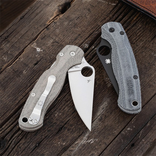 Flytanium Lotus Black Canvas Micarta Scales - for Spyderco Paramilitary 2 Knife, Fly-806