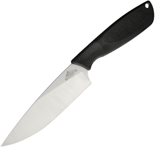 Ontario Knife Co. Hunt Plus Camp Knife  9717, 6.25" Stainless Steel Satin Plain Blade, Black Synthetic Rubber Handle