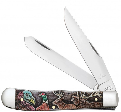 Case Trapper - Wild Game Series - 60585 Embellished Smooth Natural Bone Handle w/ Color Wash (6254 SS) - Gift Set