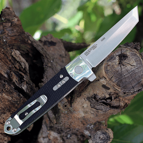 Cold Steel Oyabun 32AA, 3.50" CPM-S35VN Satin Plain Blade, Black Aluminum Handles w/ G-10 Handles