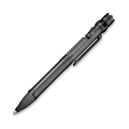 WE Knife Co. Baculus Pen TP-07A, Black Titanium Body, Fidget Spinner and Glass Breaker Tip - Black Ink - (Pre-Order)