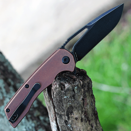 Kansept Knives Kryo (K1001C2) 3.58" CPM-S35VN Satin Tanto Plain Blade, Copper Handle