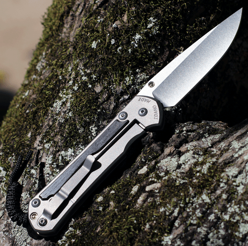 Chris Reeve Large Sebenza 31 Bog Oak Inlay, 3.61" CPM MagnaCut Stonewashed Drop Point Blade, Glass Blasted Handle (L31-1100)