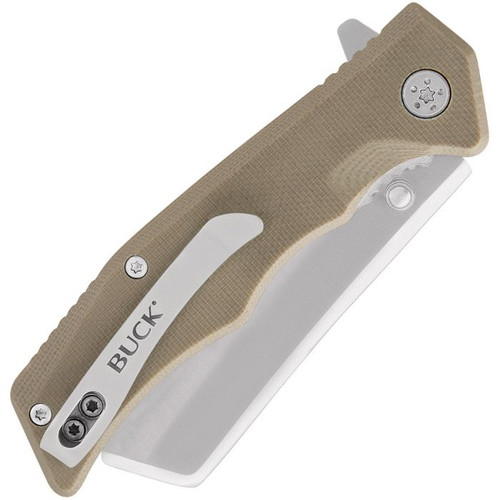 Buck Knives Trunk (BU252TNS) 2.875" 7Cr17MoV Satin Cleaver Plain Blade, Tan G-10 Handle