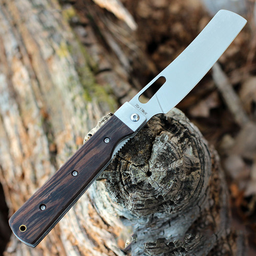 Boker Magnum Outdoor Cuisine III (01MB432) 4.72" 7Cr17MoV Satin Cleaver Plain Blade, Tulip Wood Handle with Stainless Steel Bolsters