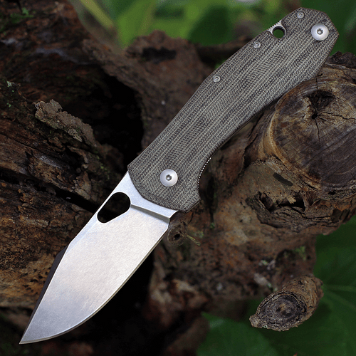 GiantMouse Ace Grand 3.31" Stonewashed Green Micarta GRAND-GRN-MICARTA