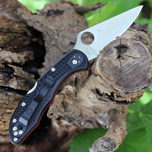 Spyderco Delica Thin Red line 2.90" Satin Black FRN C11FBKRD