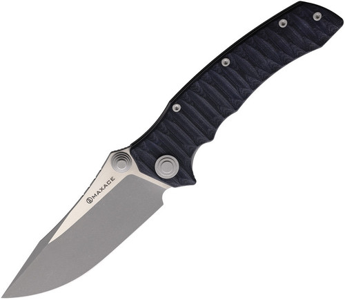 Maxace Knives Sandstorm-K, 4.37" Gray Satin Blade, Black G-10 MSK02
