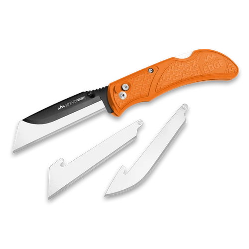 Outdoor Edge RazorWork 3.0" 420J2 stainless with black oxide coating, Orange Grivory Handle - RWB30-70C