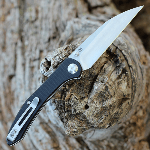 CIVIVI Hadros Folding Knife (C20004-1)- 3.35" Satin 10Cr15CoMoV Wharncliffe Blade, Black Micarta Handle