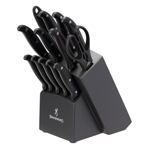 Browning Kitchen Cutlery Set (3220216) Black Pakkawood Handles, German Stainless Steel Blades
