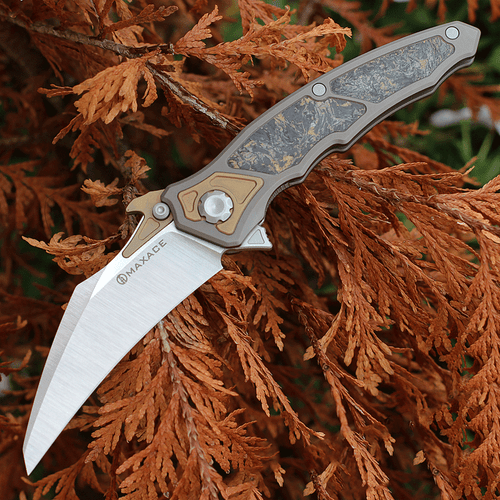 Maxace Red Queen III  Brown Ti / Marble CF (3.8" M390) RQ3