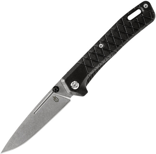 Gerber Zilch Folding Knife (30-001878) - 3.1" Stonewashed 7Cr Stainless Steel Drop Point Blade, Black GRN Handle