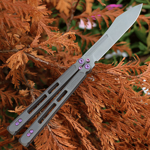 EOS Trident Balisong Gray Ti / Purple (4.5" CPM S30V SW)