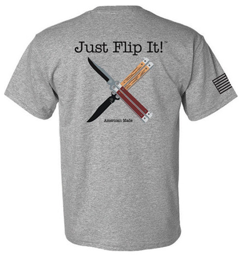 Bear & Son "Just Flip It" Balisong - Gray T-Shirt (Small)