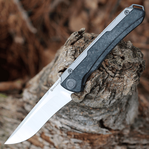 Maxace Kestrel Front Flipper - Gray CF  (3.62” M390 Satin) MKT203