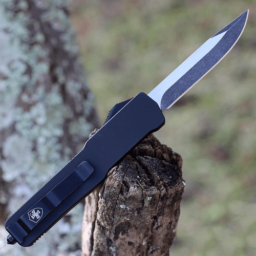 Templar Knife Premium Lightweight Series - Slim OTF Automatic (MA-BR-32-1) - 3" Powder D2 Black SW Drop Point, Aluminum Black Rubber Handle