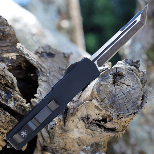 Templar Knife Premium Lightweight Series - Slim OTF Automatic (MA-BR-22-1) - 3" Powder D2 Black SW Tanto, Aluminum Black Rubber Handle