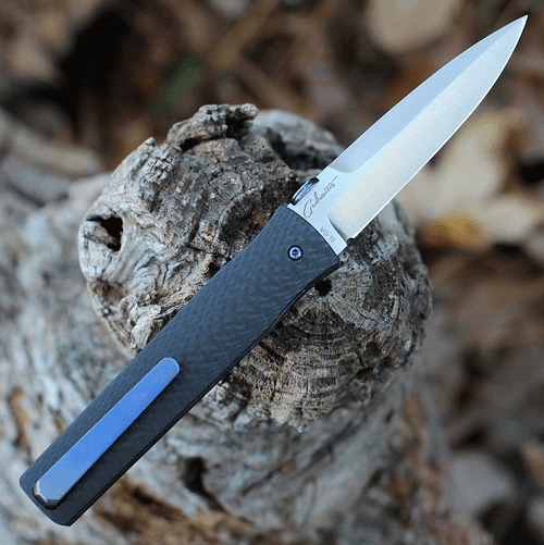 Boker Plus IcePick Dagger (01BO199) 3.23" VG-10 Satin Dagger Blade, Black Carbon Fiber Handle with Blue Accents