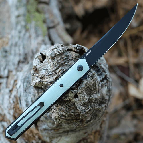 Boker Plus Kwaiken Air Flipper (01BO343) 3.54" VG-10 Blackwashed Trailing Point Blade, Jade G-10 Handles