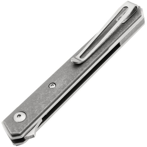 Boker Plus Kwaiken Air MINI (01BO326) 3.07" VG-10 Satin Trailing Point Blade, Stonewashed Titanium Handles