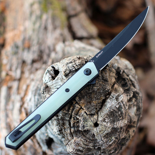 Boker Plus Kwaiken Air MINI (01BO331) 3.07" VG-10 Black Trailing Point Blade, Jade G-10 Handles