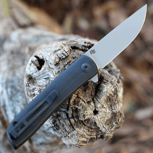 CIVIVI Bo Folding Knife (C20009B-3)- 2.92" Stonewashed Nitro-V Drop Point Blade, Black G-10 Handle