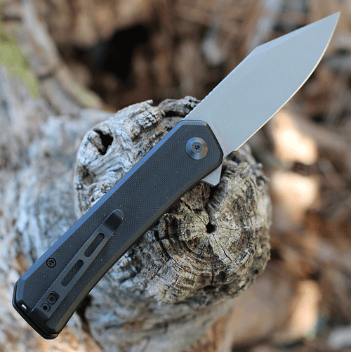 CIVIVI Relic Folding Knife (C20077B-1)- 3.48" Stonewashed Nitro-V Clip Point Blade, Black G-10 Handle