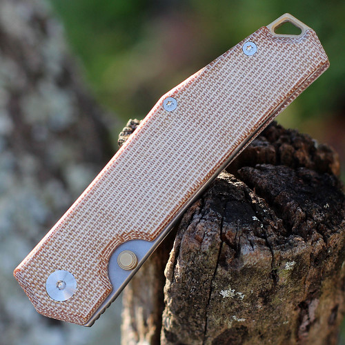 GiantMouse ACE Clyde - Natural Micarta with Brass (3" Elmax SW)