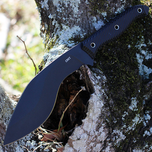 CRKT Clever Girl Kukri (CR2710) 7.75" SK-5 Black Powder Coated Kukri Plain Blade, Black G-10 Handle, Black Thermoplastic Belt Sheath