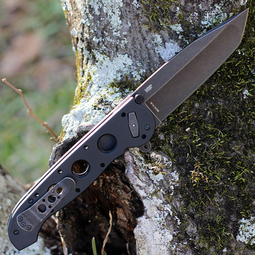 CRKT Carson M16 Deadbolt A/O (CR04DB) 3.89" D2 Blackwashed Tanto Plain Blade, Black Aluminum Handle