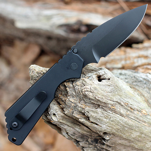 Pro-Tech Pro-Strider SnG Operator Automatic - Blk Alum (3.5" Blk DLC) Tritium Button 2403-OP