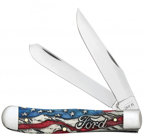 Case Trapper 14331 Ford Embellished Vintage Flag w/ Zippo Lighter Gift Set (6254 SS)