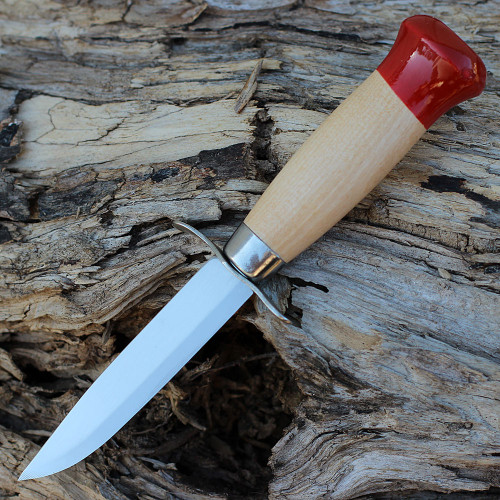 Helle Scout Knife - Birch Wood (3.5" Stainless Satin) Leather Sheath (Boy 4B)