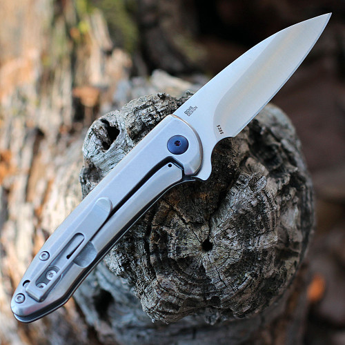 CRKT Delineation A/O (CR5385) 2.94" 8Cr13MoV Satin Drop Point Plain Blade, Gray Stainless Steel Handle