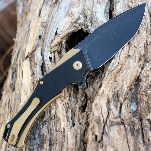 Kansept Hellx - Blk G10 / Gold Stainless (3.6" D2 Black SW) T1008A7