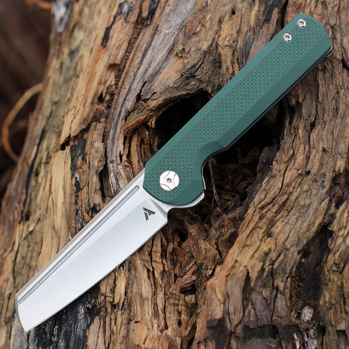 Arcform Slimfoot Folding - Ti / Green G10 (3.5" M390 Satin Sheepsfoot)