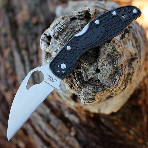 Byrd Meadowlark 2 (BY04PBKWC2) 2.96" 8Cr13MoV Satin Wharncliffe Plain Blade, Black Fiberglass Reinforced Nylon Handle
