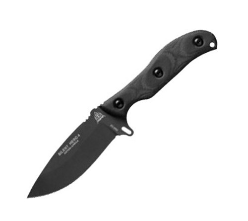 TOPS Knives Silent Hero 4 -  Blk Micarta (4.25" 1095 Grey) TPHER0401
