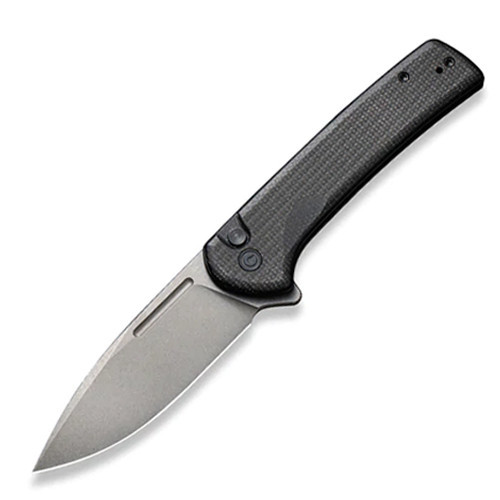 CIVIVI Conspirator Folding Knife (C21006-1)-3.48" Stonewash Nitro-V Drop Point Blade, Black Micarta Handle