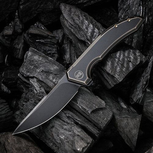 WE Knives Snick Black Stonewashed 20CV Natural G10 Inlaid Nested Frame Lock  Flipper Knife For Sale